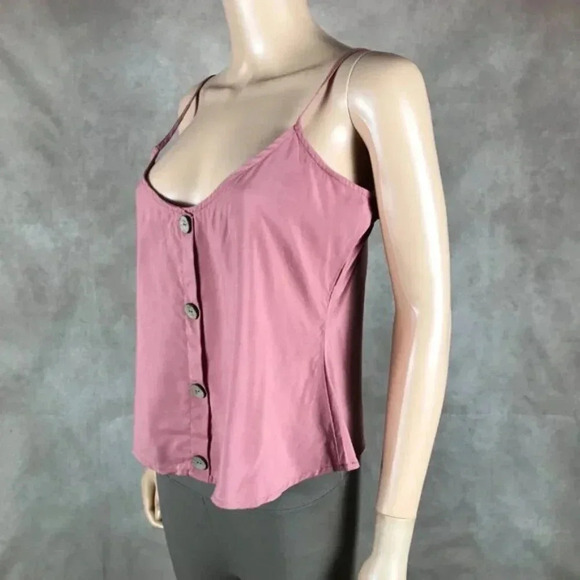 RUE 21 Spaghetti Strap Coral Tank Top with Wooden Buttons NEW Size Large - Picture 5 of 11